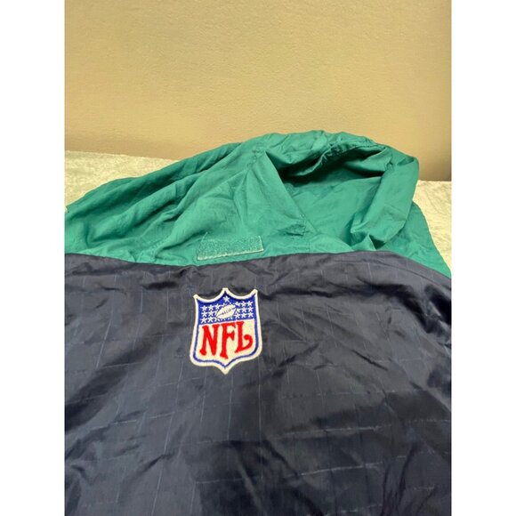 Vintage Miami Dolphins Jacket Mens Large NFL Pro Line Starter Teal Nylon Hooded - Picture 9 of 16